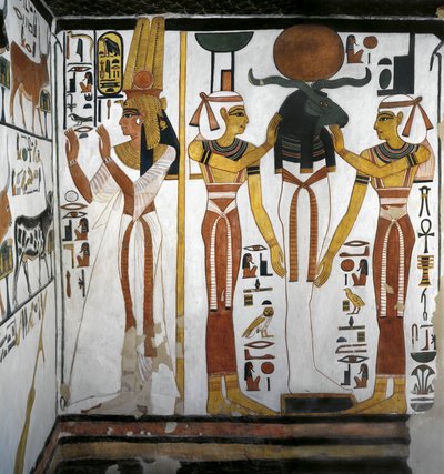 Mısır, Teb, Luksor, Kraliçeler Vadisi, Nefertari Mezarı, antrenin eki, duvar resimleri, Osiris