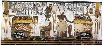 Mısır, Teb, Luksor, Kraliçeler Vadisi, Nefertari Mezarı, antrenin eki, Duvar resimleri, Osiris ve Atum