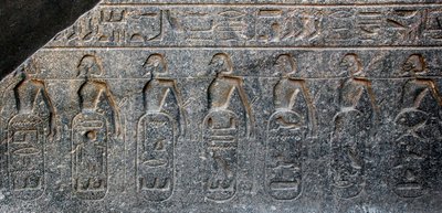 Egyptian antiquite: detail of a relief decorating the emblems of the territories conquered by Pharaoh Ramses II (1292-1186 BC). Temple of Luxor. East Bank (Thebes), Egypt by Egyptian 19th Dynasty