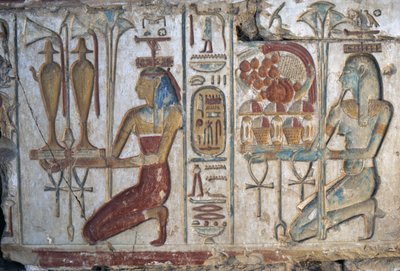 Sunulan sahne, kabartma, II. Ramses Tapınağı, Abydos, Mısır, Mısır uygarlığı, Yeni Krallık, XIX. Hanedan (fotoğraf) by Egyptian 19th Dynasty