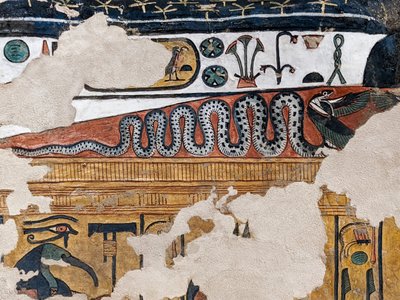 Kanatlı bir kobra mezarının resmi Kraliçe Nefertari (duvar resmi) by Egyptian 19th Dynasty