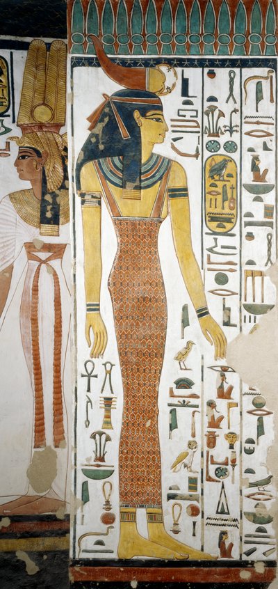 Selqet, Nefertari, Queens Vadisi, Luksor, Thebes mezar odasındaki fresklerden detay (Unesco Dünya Mirası Listesi) by Egyptian 19th Dynasty