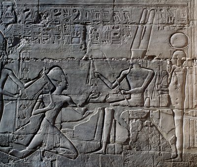 Seti I#39;in Suriye ve Filistin#39;deki seferleri, kabartma, Büyük Hipostil Salonu#39;nun kuzey dış duvarı, Karnak tapınak kompleksi (Unesco Dünya Mirası Listesi) by Egyptian 19th Dynasty