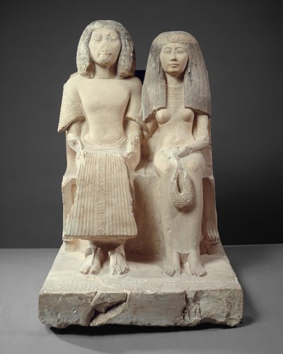 Yuny ve Karısı Renenutet, MÖ 1280 dolayları (boyalı kireçtaşı) by Egyptian 19th Dynasty