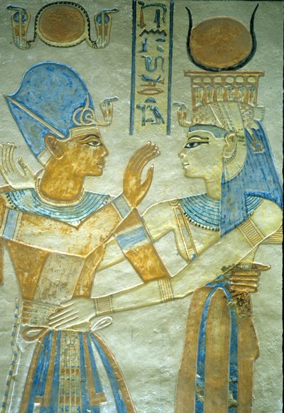 Eski Mısır, Ramses III Isis'i kucaklıyor, Amon hir Khopshef mezarı by Egyptian 20th Dynasty
