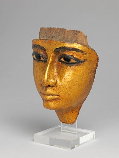 Gözleri ve kaşları işlemeli, yaldızlı bir tabuttan yüz by Egyptian 20th Dynasty
