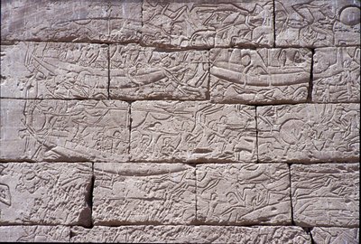 Deniz Halkı, Ramses III Deniz Savaşı, Medinet Habu, MÖ 1195-64 taş by Egyptian 20th Dynasty