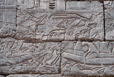 Deniz Halkı, Ramses III Deniz Savaşı, Medinet Habu, MÖ 1195-64 taş by Egyptian 20th Dynasty