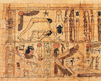 Amon rahibi Serimen'in cenaze papirüsü, dünyanın yaratılışının detayı, Geb ve Nut'un ayrılması by Egyptian 21st Dynasty