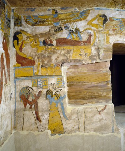 Pa Nentwy Mezarı, Bahariya Oasis, Giza, Mısır Mısır Uygarlığı, 26. Hanedan, MÖ 663-525 mezar odasının duvar resimleri by Egyptian 26th Dynasty