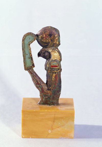 Tanrı Re, Saite Dönemi (cam hamuru ile kaplanmış bronz ve altın) by Egyptian 26th Dynasty