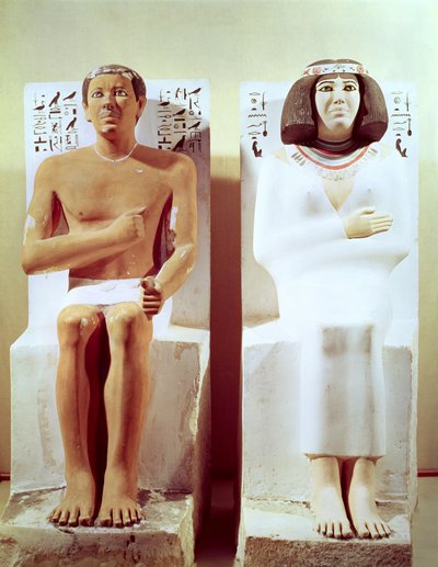 Rahotep ve Karısı, Nofret, MÖ 2620 dolayları (boyalı kireçtaşı) by Egyptian 4th Dynasty