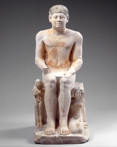 Nikare, Karısı ve Kızı ile, c.2420-2389 M.Ö. (boyalı kireçtaşı) by Egyptian 5th Dynasty
