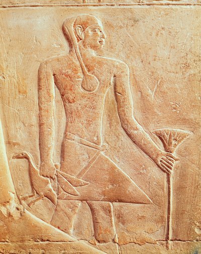 Hizmetçi ve kuş, kabartma by Egyptian 5th Dynasty