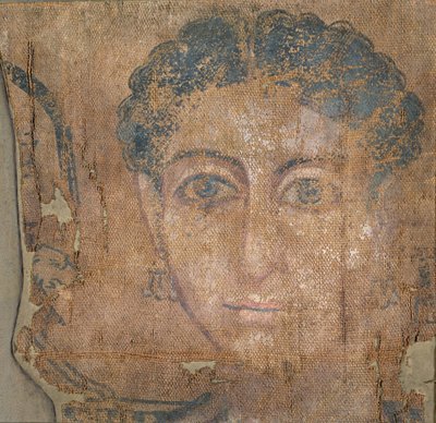 Genç bir kadının başı, yaklaşık 100-300 (keten üzerine temper) by Egyptian Egyptian