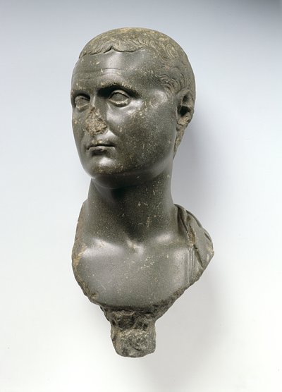 Romalı bir asilzadenin büstü, Mark Anthony olduğu söylenen (MÖ 82-30), muhtemelen İskenderiye, Mısır, MÖ 50 - MS 50 (şist) by Egyptian Ptolemaic Period