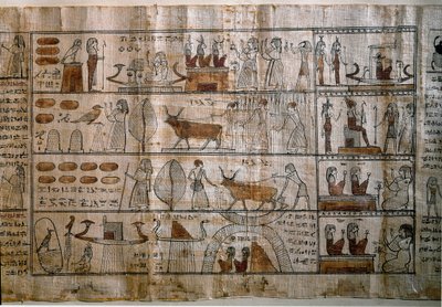 Mısır Antik Çağı: Elysee Tarlaları. Bir Ölüler Kitabının Papirüsü. Ptolemaios dönemi. Torino, Mısır müzesi by Egyptian Ptolemaic Period
