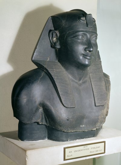 Mısır tarzı bir Ptolemy I heykelinin parçası, MÖ 305-283 (bazalt) by Egyptian Ptolemaic Period