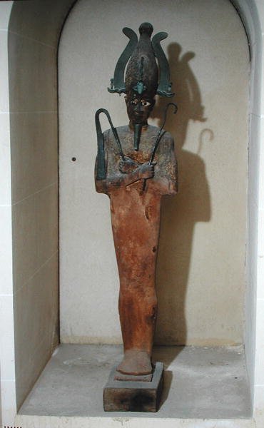 Osiris Kültü Heykeli (boyalı ahşap ve bronz) by Egyptian Ptolemaic Period