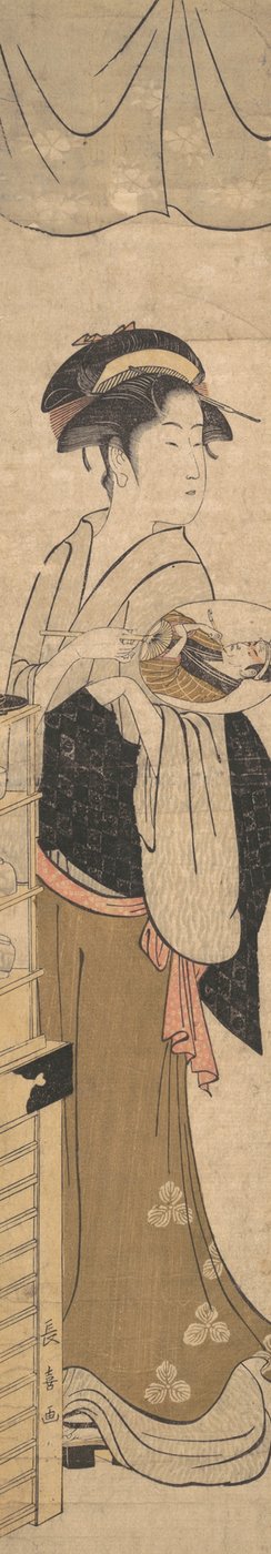 Fanlı Genç Bayan. by Eishōsai Chōki