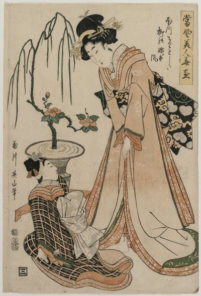 Söğüt Kadar İnce Beli Olan Bir Nedime..., 1807. by Kikugawa Eizan