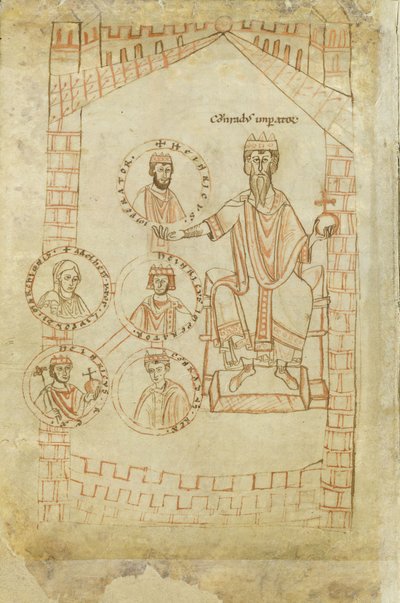 Salian Hanedanı Aile Ağacı: Conrad II, Henry III, Henry IV, eşi Kiev Eupraxia, Henry V, 12. yüzyıl by Ekkehard of Aura