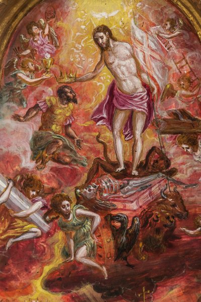 Portatif sunak: Hristiyan Şövalyesinin bir alegorisini tasvir eden orta panel, 2384586 detayı (panelde tempera grassa) by El Greco