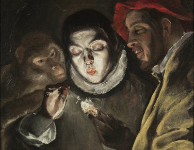 La fabl - Peinture de Dominicos Theotokopoulos dit Le Greco (1541-1614), huile sur toile (50.5x63.6 cm), vers 1580 - (The Fable, tuval üzerine yağlı boya, El Greco) - Museo del Prado, Madrid (Espagne ) by El Greco