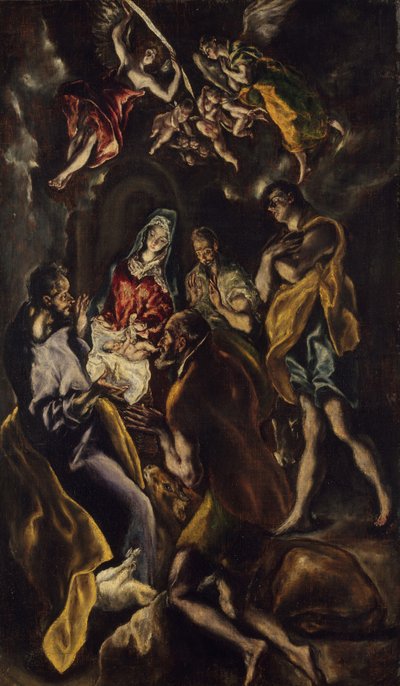 Çobanların Tapınması, c.1612-14 (tuval üzerine yağlı boya) by El Greco