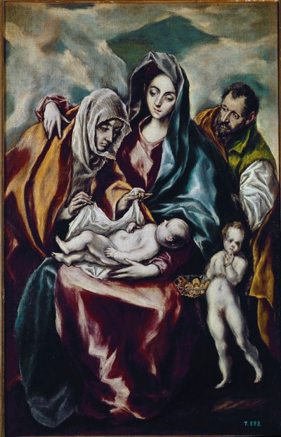 Bakire ve Çocuk (Vaftizci Yahya ve Aziz Anne ile Kutsal Aile) (tuval üzerine yağlı boya by El Greco