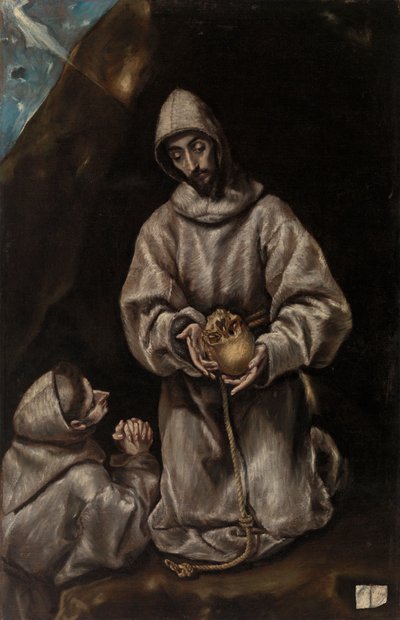 Aziz Francis ve Kardeş Leo Ölüm Üzerine Meditasyon Yapıyor by El Greco (Domenikos Theotokopoulos)