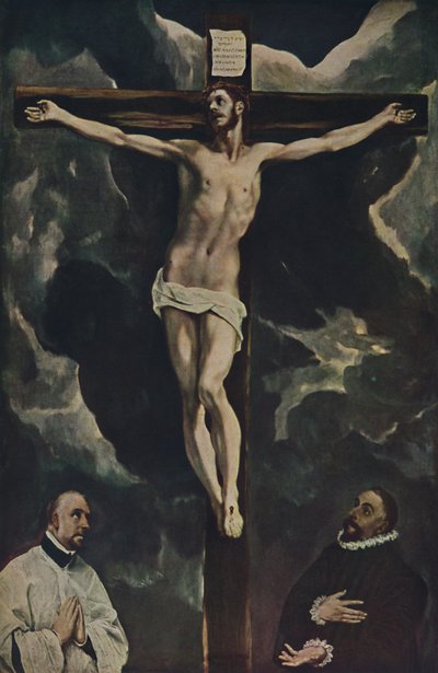 Çarmıhta İsa, İki Bağışçıyla, Bağışçıların Hayranı Olan Haç Üzerinde İsa, c1590, 1938 by El Greco