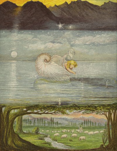 Büyük, harika bir suda altın bir tekne (renkli taş) by Eleanor Fortescue-Brickdale