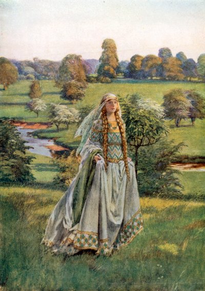 Guinevere. Tennyson (renkli taş baskı) by Eleanor Fortescue-Brickdale