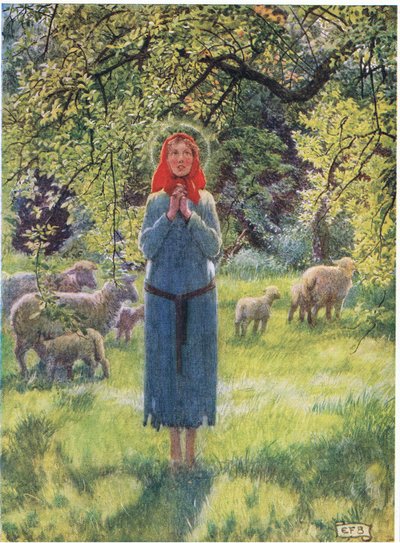 Joan of Arc: Rüzgarda garip sesler duydum. (lito) by Eleanor Fortescue Brickdale