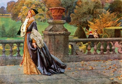 Kraliçe Katharine. Shakespeare. Kral Henry VIII (renkli taş baskı) by Eleanor Fortescue-Brickdale