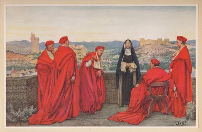 Sienalı Aziz Catherine, Floransalılar adına Papa XI. Gregory ile müzakere ediyor. by Eleanor Fortescue Brickdale
