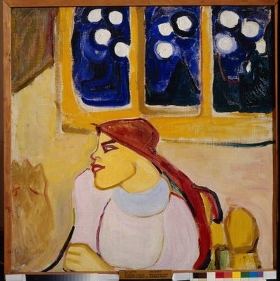 Eşarplı Kadın - İskandinav prensesi (Başörtülü Kadın (İskandinav Prensesi) - Tablo Elena (Yelena) Guro (1877-1913) tarafından, tuval üzerine yağlıboya, 70x70 cm by Elena Guro
