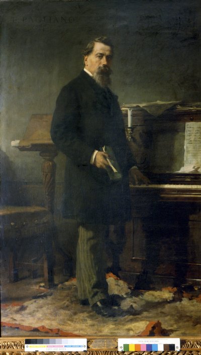 Amilcare Ponchielli (1834 - 1886). İtalyan besteci. Eleuterio Pagliano'nun tablosu. by Eleuterio Pagliano