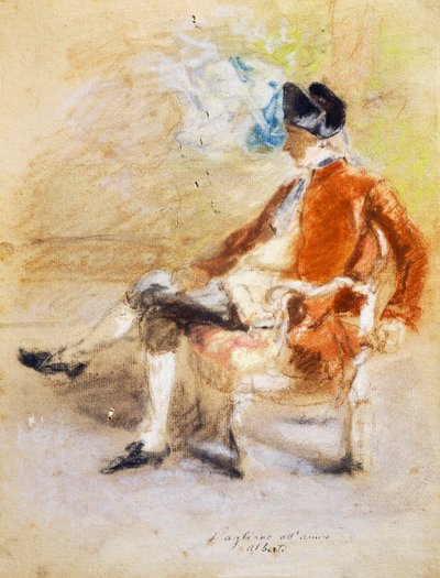 18. yüzyıl kostümlü figür, 1890 dolayları (kağıt üzerinde pastel) by Eleuterio Pagliano