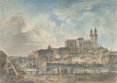 Kuzeyden Uppsala katedralinin görünümü, 18.- 19. yüzyılın başlarında. by Elias Martin