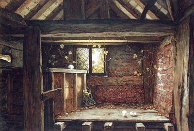 Kirişler arasında, Speke Hall, Liverpool (gemide kağıt üzerine sulu boya) by Elias Mollineaux Bancroft