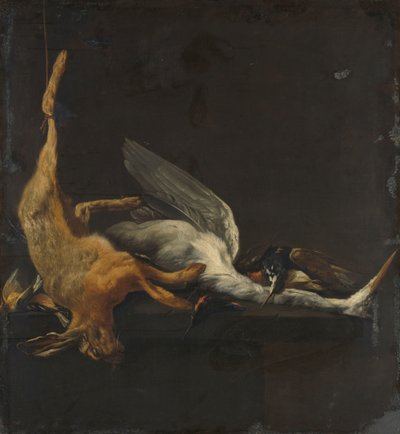 Hare, Heron ve Diğer Kuşlar ile Natürmort by Elias Vonck
