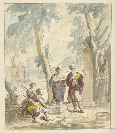 İbrahim üç meleği alır by Elias van Nijmegen