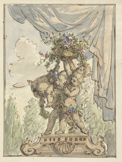 Bir çiçek sepeti ile üç macun by Elias van Nijmegen