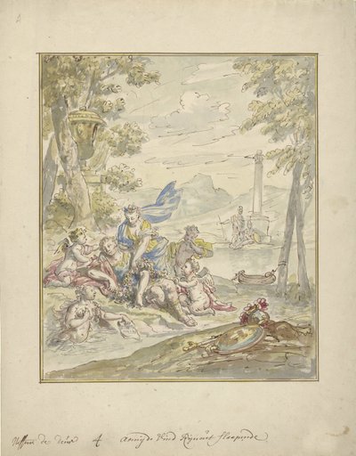 Armida ve Rinaldo ile bir oda boyama tasarımı by Elias van Nijmegen