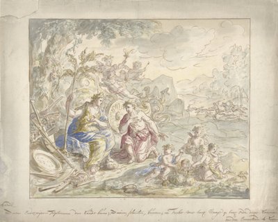 Dünya alegorisine sahip bir oda resmi tasarımı by Elias van Nijmegen