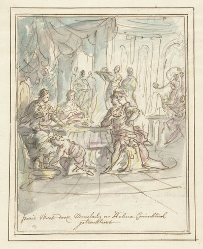 Paris, Menelaus ve Helena tarafından karşılandı by Elias van Nijmegen