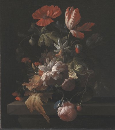 Bir kasede çiçekler by Elias van den Broeck