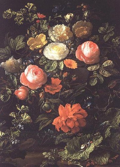 Güller, Böcekler ve Salyangozlarla Natürmort by Elias van den Broeck